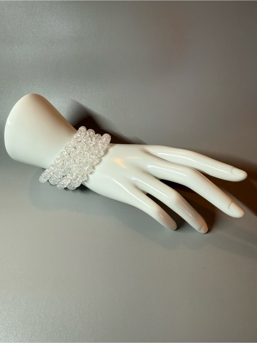 Clear Crystal Beaded Statement Cuff Bracelet 🗽